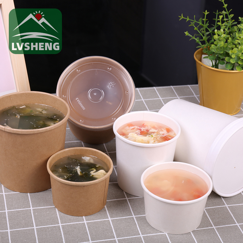 Lvsheng paper packaging Naglulunsad ng 100% Compostable Kraft Paper Soup Bowl na May Takip